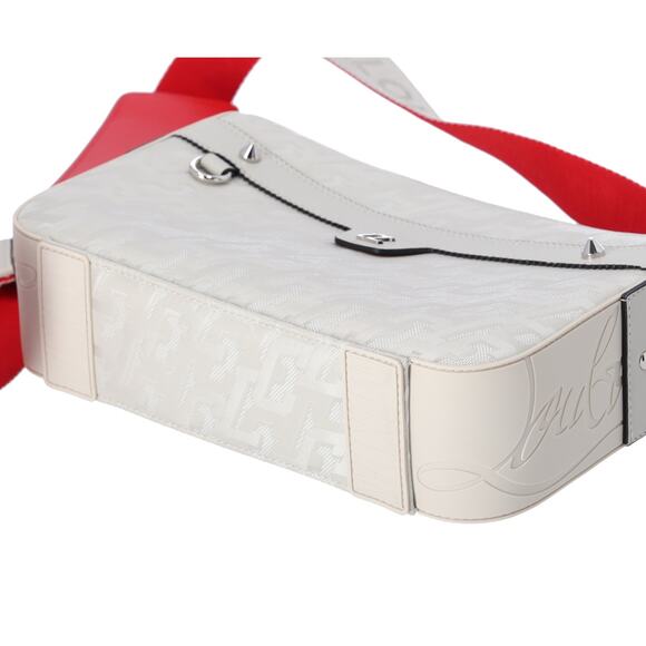 Christian Louboutin Ruby Town Messenger Bag Light Gray Red Jacquard - Picture 5 of 8